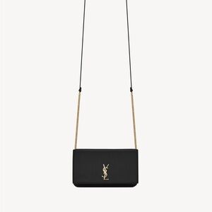 Yves Saint Laurent Black Crossbody Bag with Gold Chain